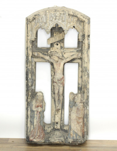 Image for Lot Spanish Colonial Stone Panel of the Crucifixion