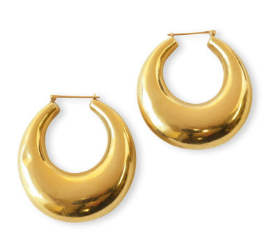 Image for Lot Pair of 14k Yellow Gold Puffed Hoop Earrings