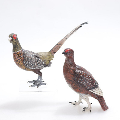 Title Pair Gold Painted Bronze Game Birds / Artist