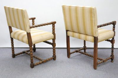 Image 4 of lot 2 English Baroque Cherry Bobbin-turned Armchairs
