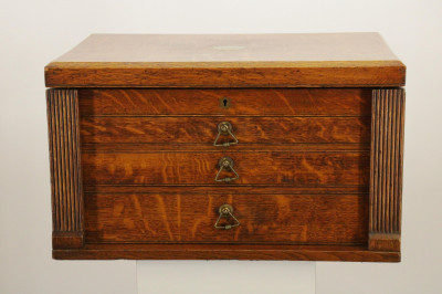 Image for Lot Victorian Oak Coin Collector&apos;s Cabinet 19th C