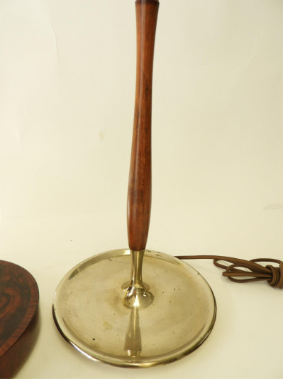 Image 5 of lot 2 French Art Deco Wood, Chrome & Bronze Lamps