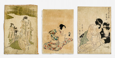 3 Japanese Woodblock Prints of Geishas