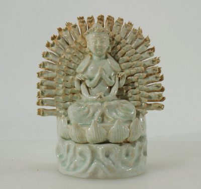 Image 10 of lot 2 Chinese Style Porcelain Buddha & Stone Bust