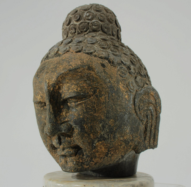 Image 7 of lot 2 Chinese Style Porcelain Buddha & Stone Bust