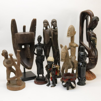 Image for Lot Group of African and Haitian Carved Figures