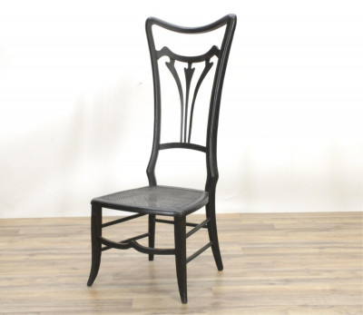 Image for Lot Late Art Nouveau Black Painted Slipper Chair
