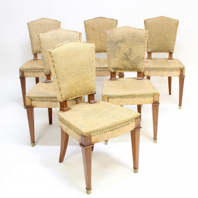 6 French Art Deco Mahogany Side Chairs, c.1930