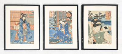 Image 2 of lot 3 Japanese Woodblock Prints, Utagawa Kunisada (Toyokuni III)