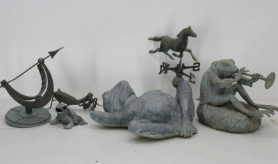 Image for Lot Six Metal Garden Related Animals & Astrolabe