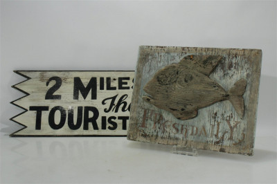 Image for Lot Vintage Folk Art Signs "Fresh Daily", "Tourist"
