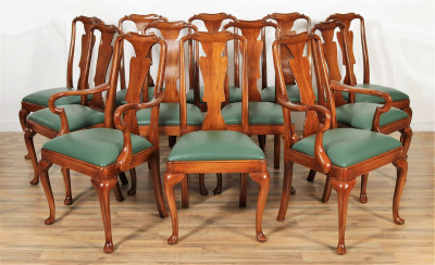 Image for Lot 12 English Queen Anne Style Dining Chairs