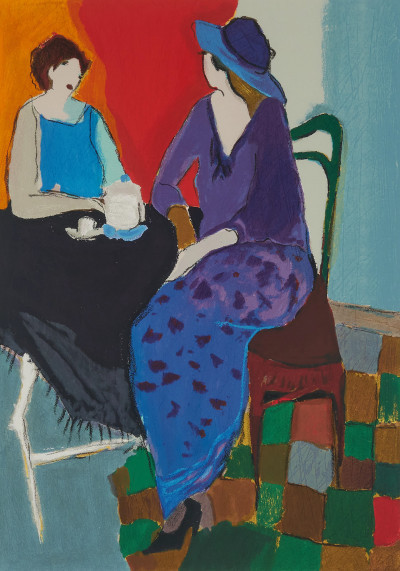Itzchak Tarkay - Untitled (Two women in blue)
