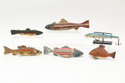 Image for Lot 5 Folk Art Fish Decoys  fishing lure