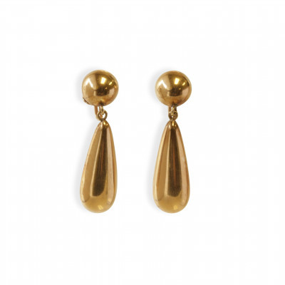 Image for Lot 14k Gold Retro Modern Drop Earrings
