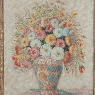 Title F.W. Schutter - Still Life of Flower Filled Vase / Artist