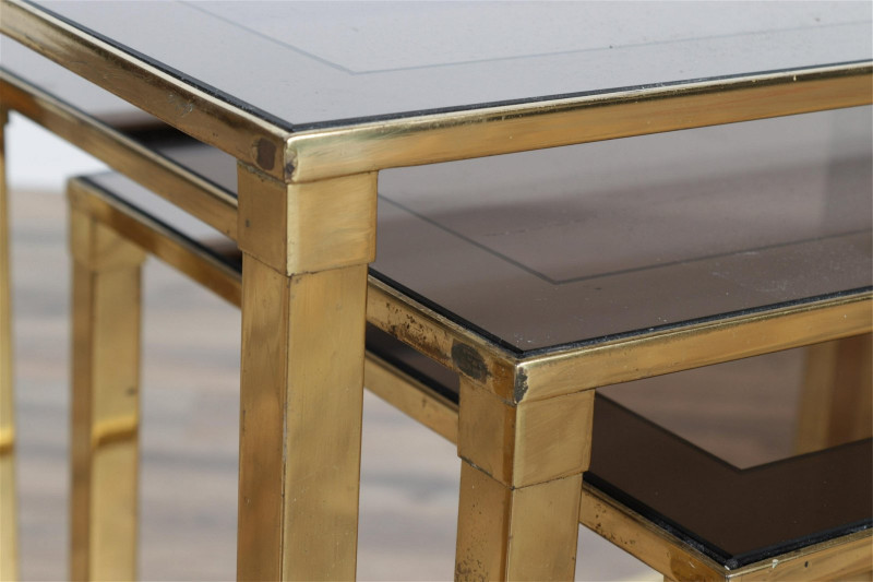 Contemporary Styled Metal and Glass Nesting Tables