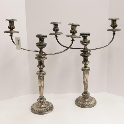 Image for Lot Pr George III English Silver Candelabra, 1790