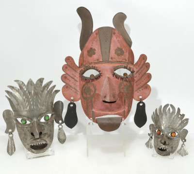 Image 1 of lot 3 Mexican Metal Masks