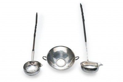 Swedish Silversmiths - Two silver baleen toddy ladles and a two-handled silver cup