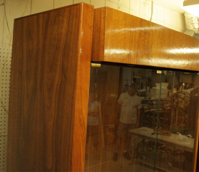 Image 3 of lot 1970s Walnut and Glass Display Cabinet