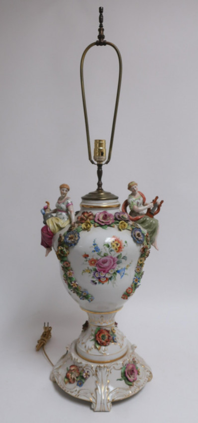 Image for Lot Schierholtz Figural Porcelain Lamp Early 20th C