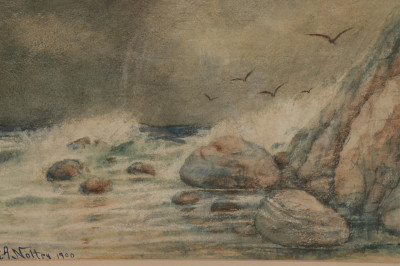 Image for Lot G.A. Noltey - Surfscape W/C and Pastel c. 1900