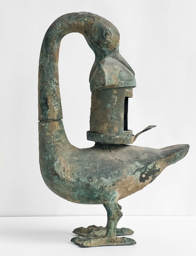 Image for Lot Chinese Bronze Duck Form Lamp