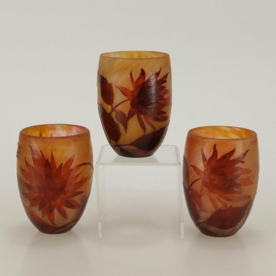 Image 1 of lot 3 Daum Nancy Etched Cameo Glass Shades