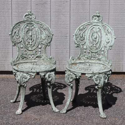Pair Victorian Cast Iron Garden Chairs