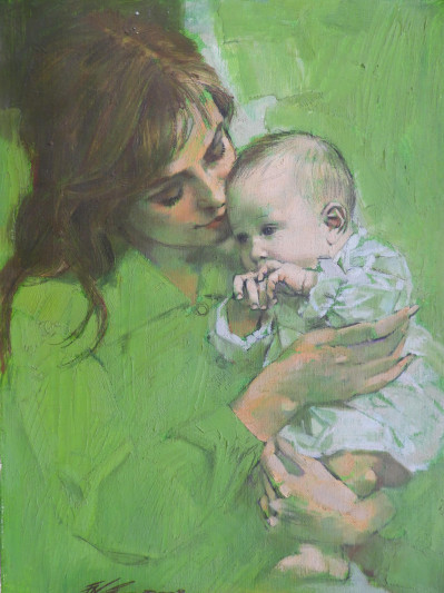 Image for Lot Fernando Carcupino - Green Mother & Baby