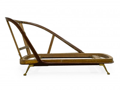 Image for Lot Wood Frame Chaise Longue