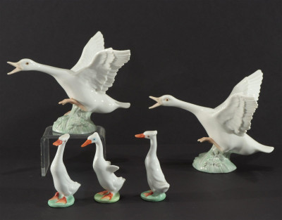 Image for Lot Group of Herend & Lladro Porcelain Geese
