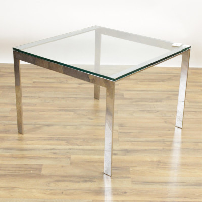 Title Contemporary Square Chrome  Glass Coffee Table / Artist