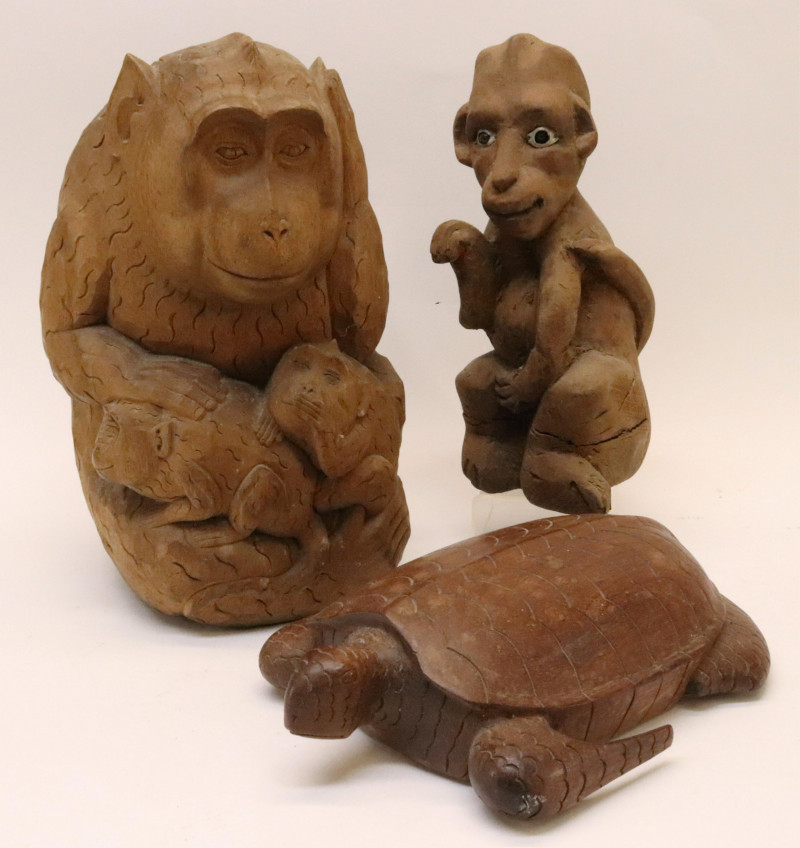 Image 1 of lot 2 Carved Wood Group  a Tortoise