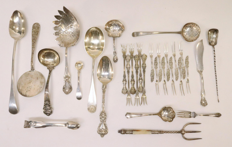 Image 1 of lot 1820th C European/American Sterling Serving Pcs