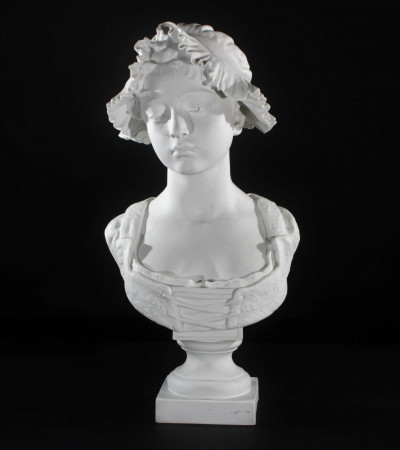 Image for Lot French Bisque Porcelain Bust of a Young Lady