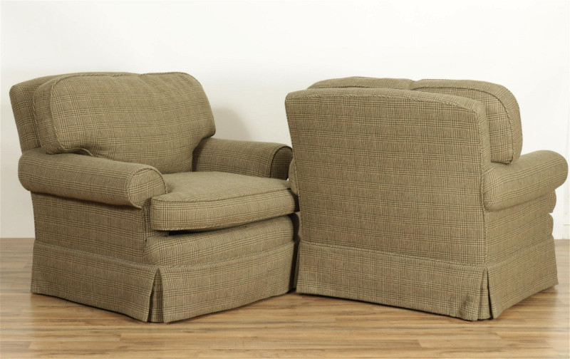 Pair of Frederic Edward Wool Tweed Lounge Chairs