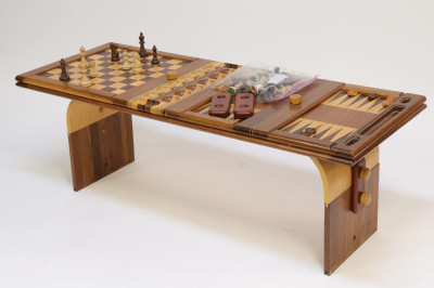 Image for Lot David Levy Parquetry Inlaid Wood Games Table