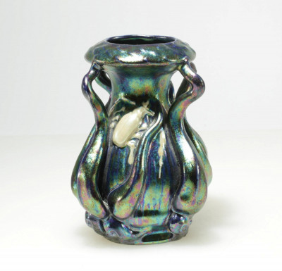 Image for Lot Heliosine Austrian Iridescent Pottery Vase