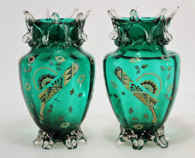 Image for Lot Auguste Jean - Pair of Green Vases