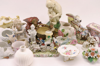Image for Lot Assorted Collection Porcelains: Figurals, Vases