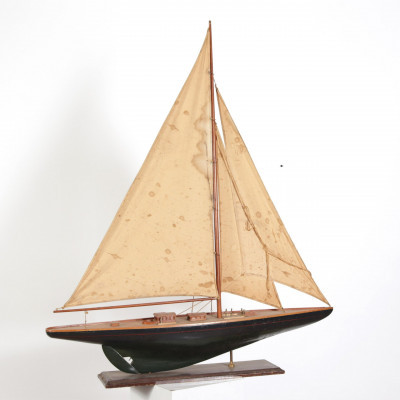 Image for Lot Vintage Wooden Sailboat Scale Model