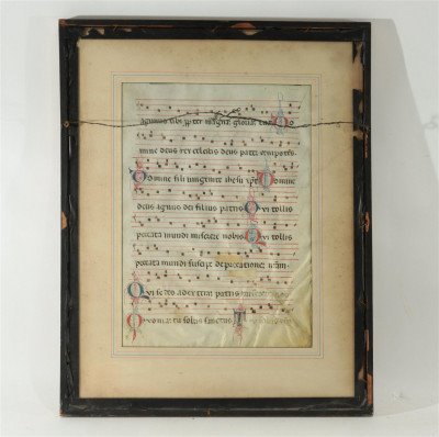 Image 4 of lot 2 Framed Gregorian Hymnal Music Sheets