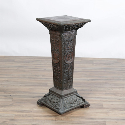 Image for Lot Renaissance Revival Repousse Brass Pedestal