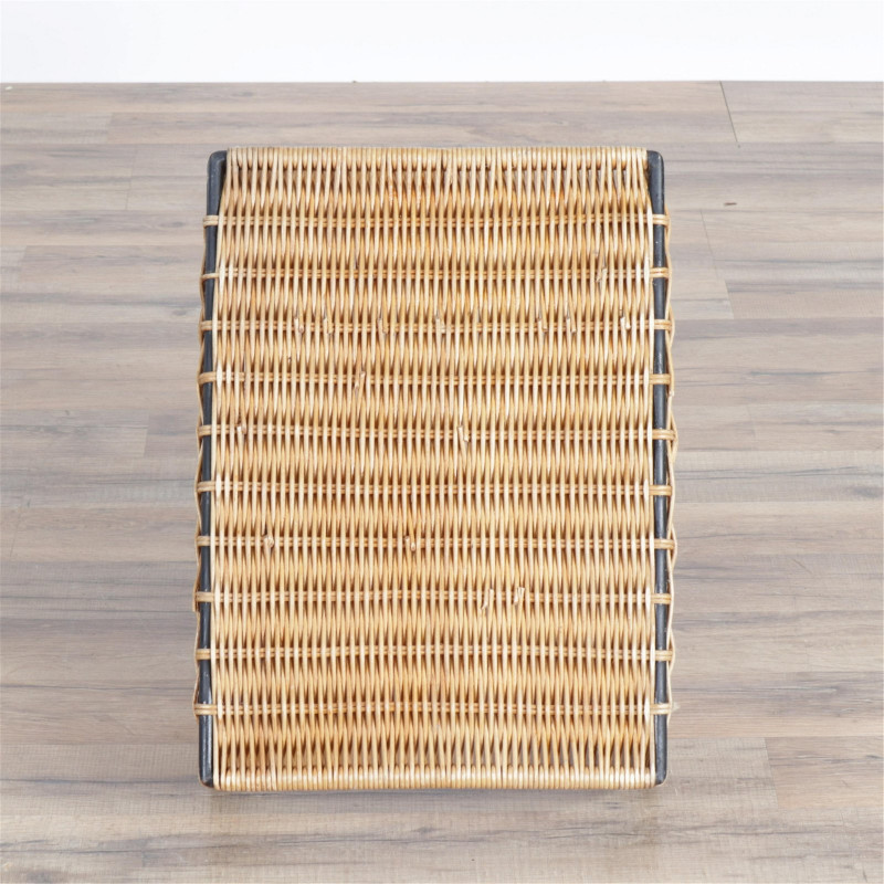 Jacques Adnet Style Leather & Wicker Log Caddy