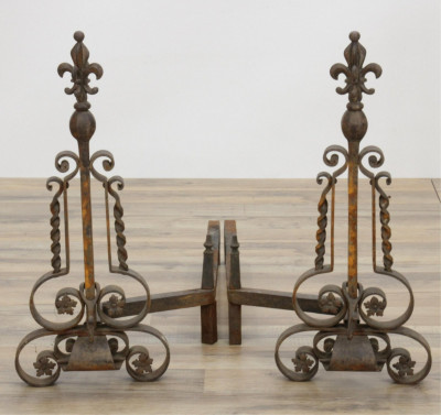Image for Lot Pair French Renaissance Revival Iron Chenet