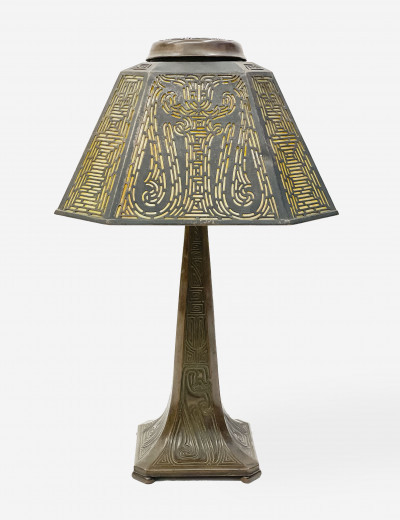 Image for Lot Tiffany Studios - Chinese Pattern Desk Lamp