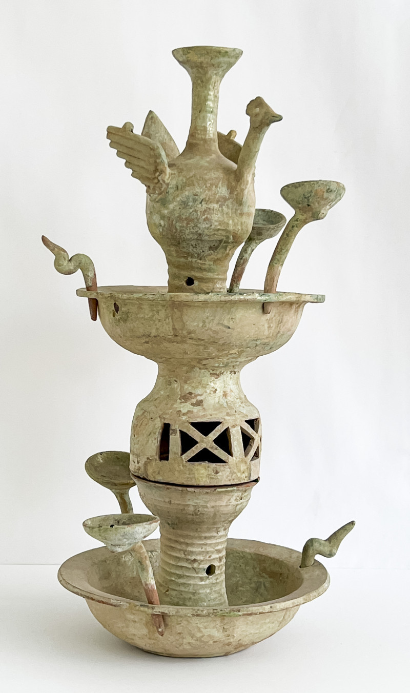 Chinese Green Glazed Pottery Lamp