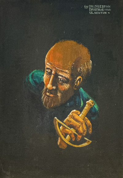 Title F.G. Newton - Old Man with Gunner's Quadrant / Artist